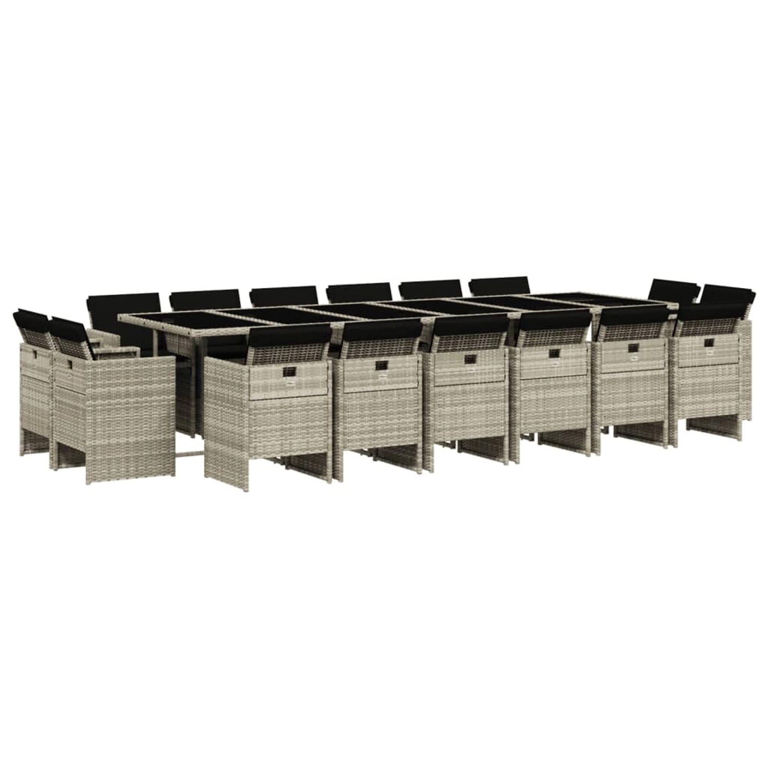 vidaXL 17-Tlg Garten-Essgruppe mit Kissen Hellgrau Poly Rattan 3210707 günstig online kaufen