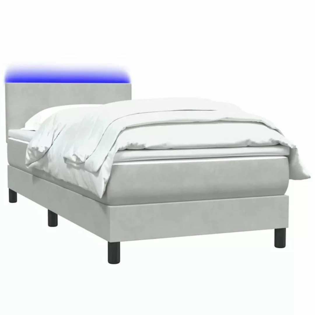 vidaXL Bett Boxspringbett mit Matratze Hellgrau 80x220 cm Samt günstig online kaufen