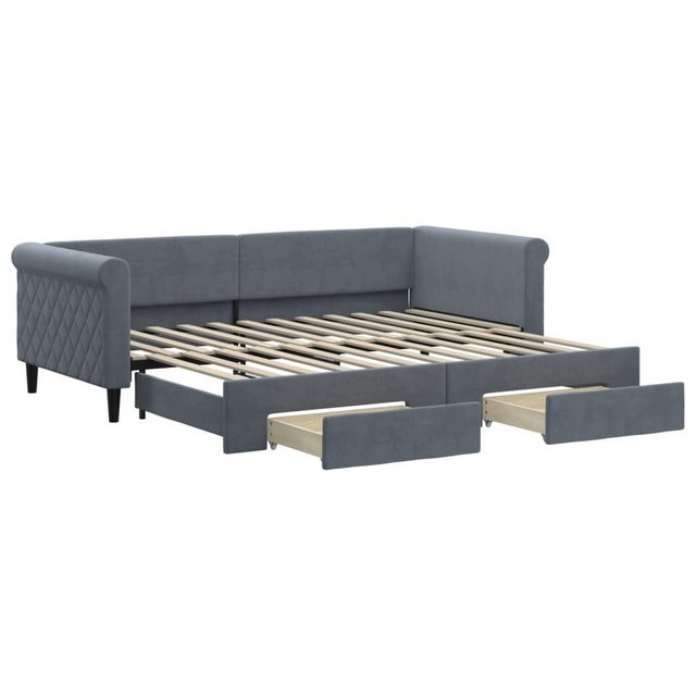 vidaXL Bett Tagesbett Ausziehbar mit Schubladen Dunkelgrau 90x200 cm Samt günstig online kaufen