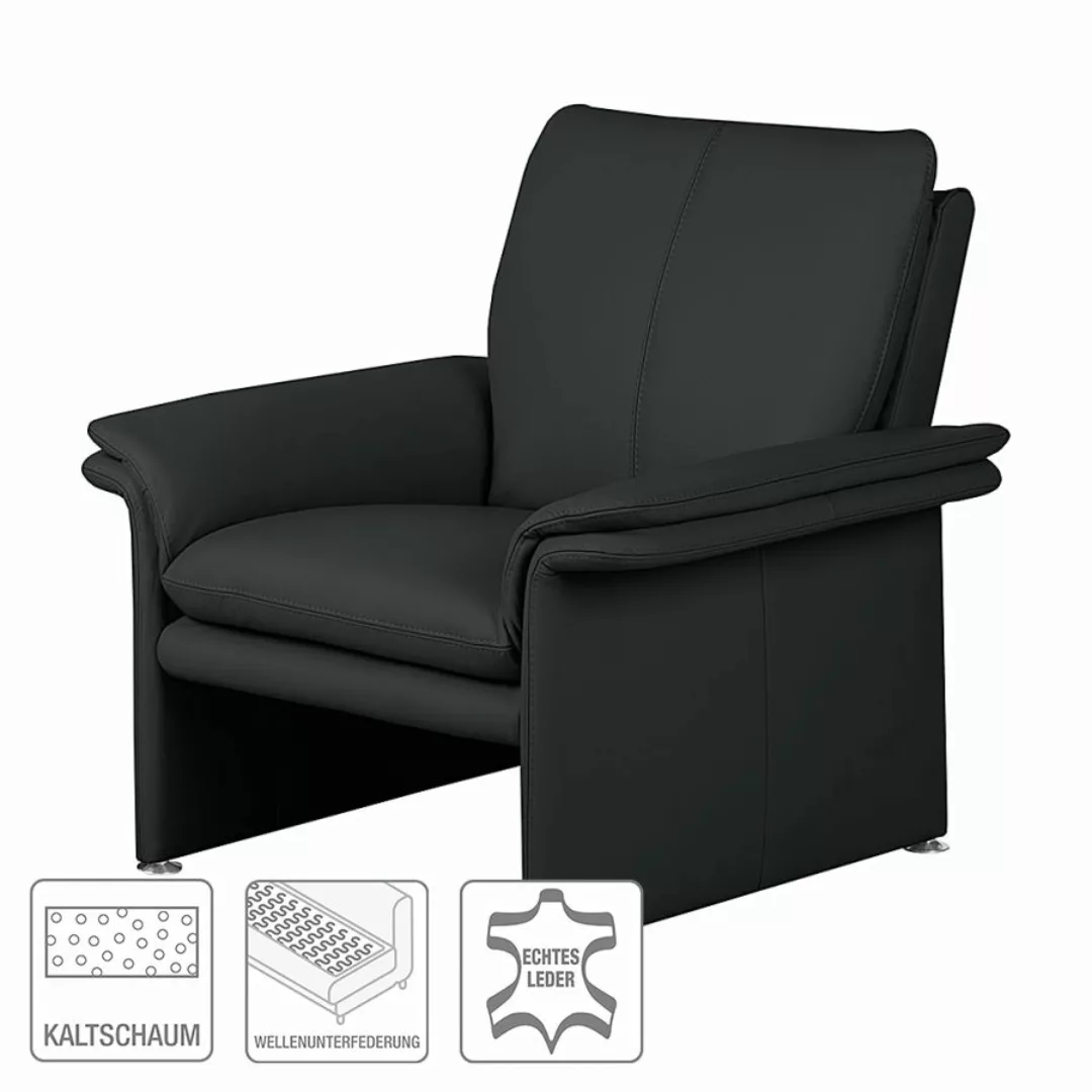 home24 Modoform Sessel Capri Anthrazit Echtleder 95x90x88 cm (BxHxT) günstig online kaufen