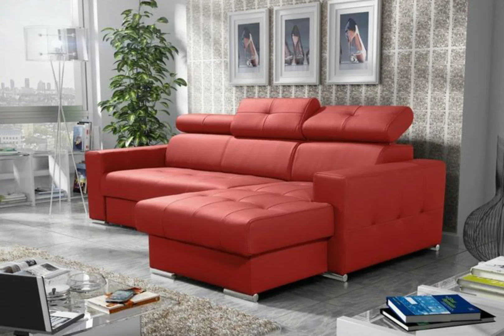 JVmoebel Ecksofa Sofa Eckcouch Polsterung Wohnzimmer Neu L-Form Stoff Leder günstig online kaufen