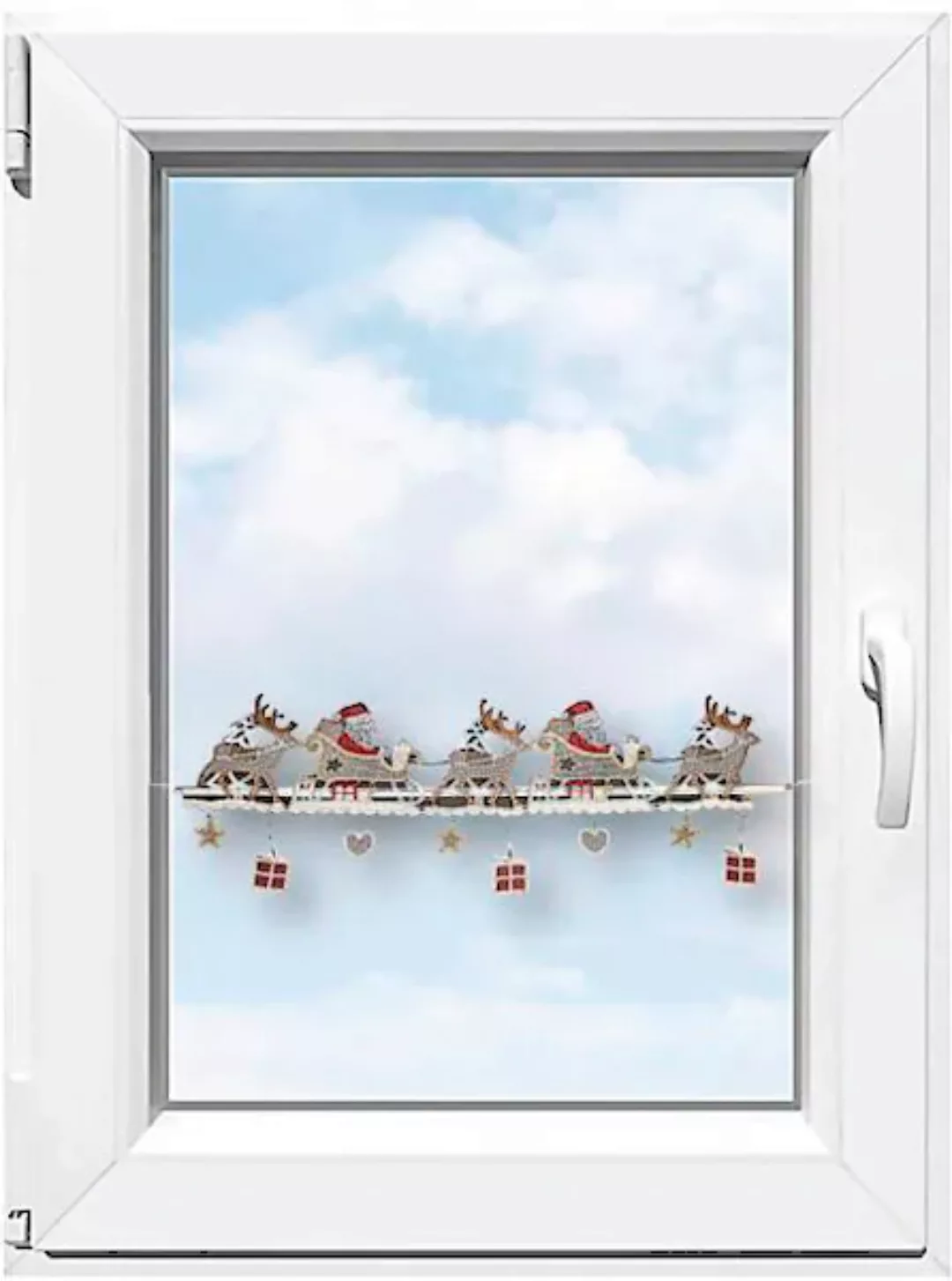 Stickereien Plauen Scheibengardine »Weihnachtsmann«, (1 St.), Fensterdekora günstig online kaufen