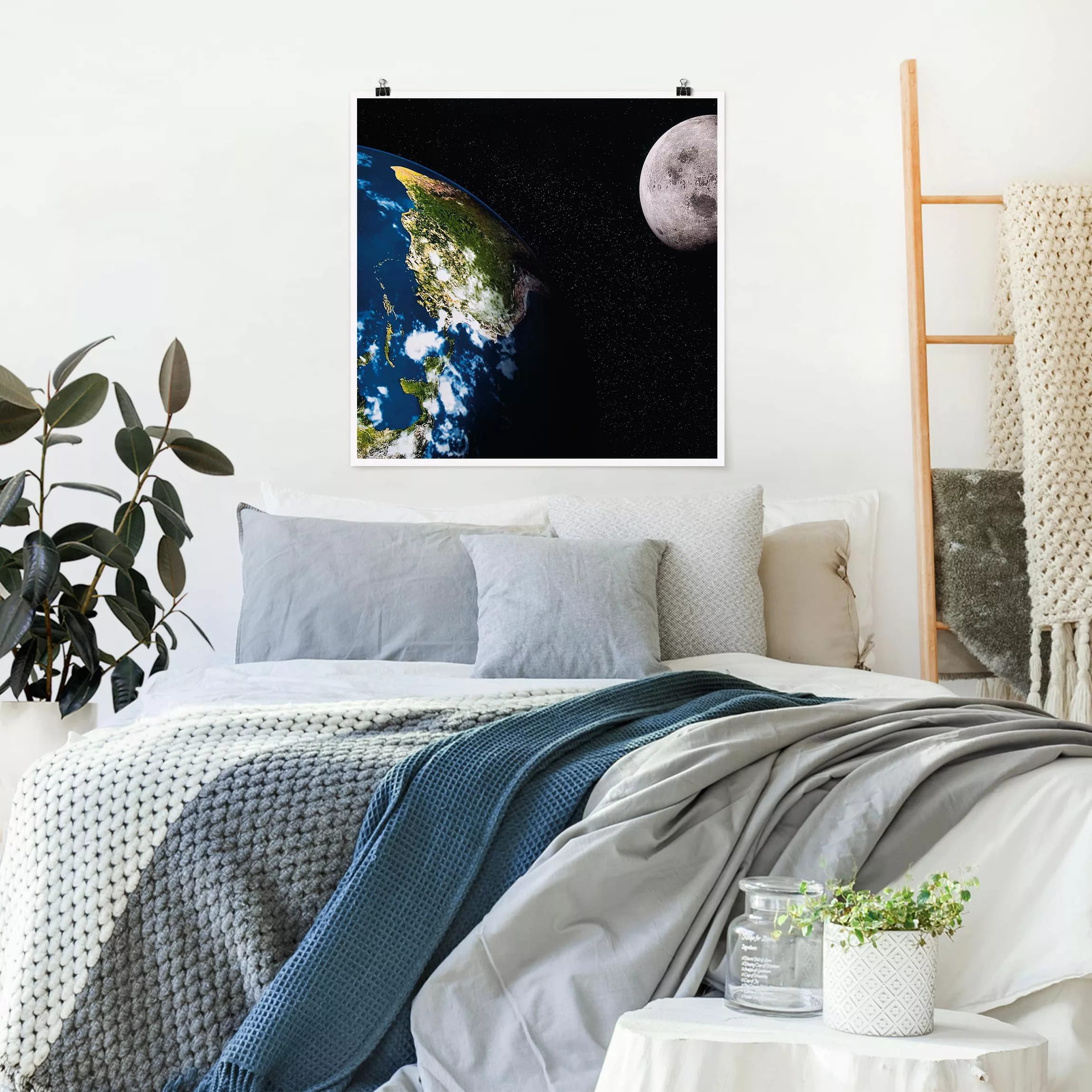 Poster - Quadrat Moon and Earth günstig online kaufen