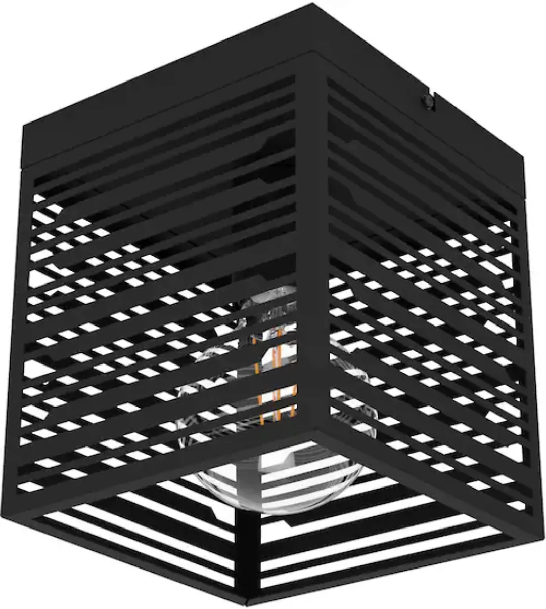 Deckenlampe Piedritas, ein schwarzer Quaderschirm günstig online kaufen