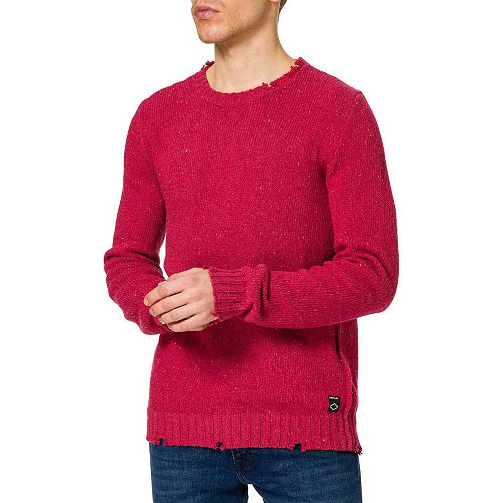 Replay Hyperflex Pullover Mit Rundhalsausschnitt Und Abrieb 3XL Pouder Red günstig online kaufen