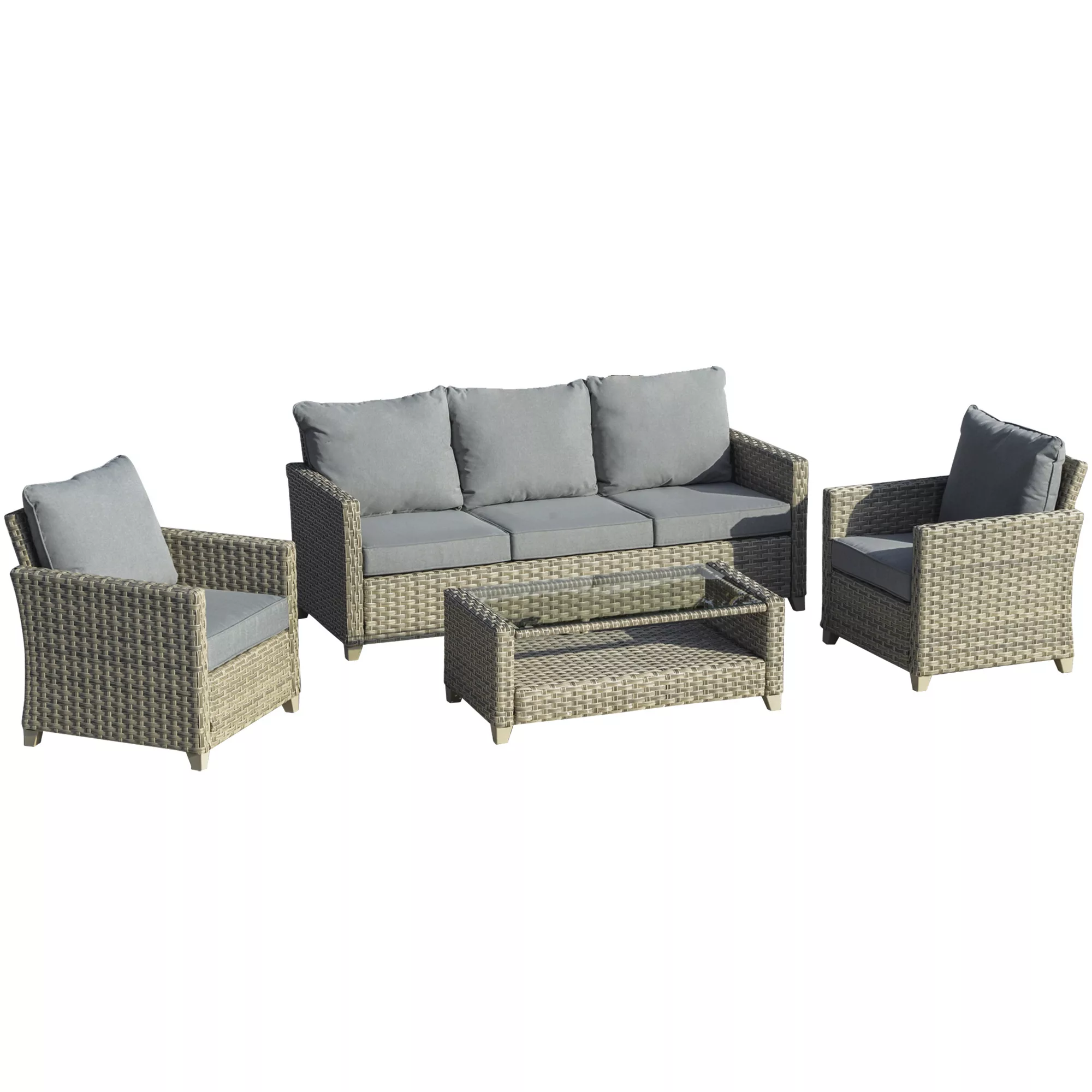 Outsunny Gartenmöbel Set 5 Personen Polyrattan Gartengarnitur mit Couchtisc günstig online kaufen