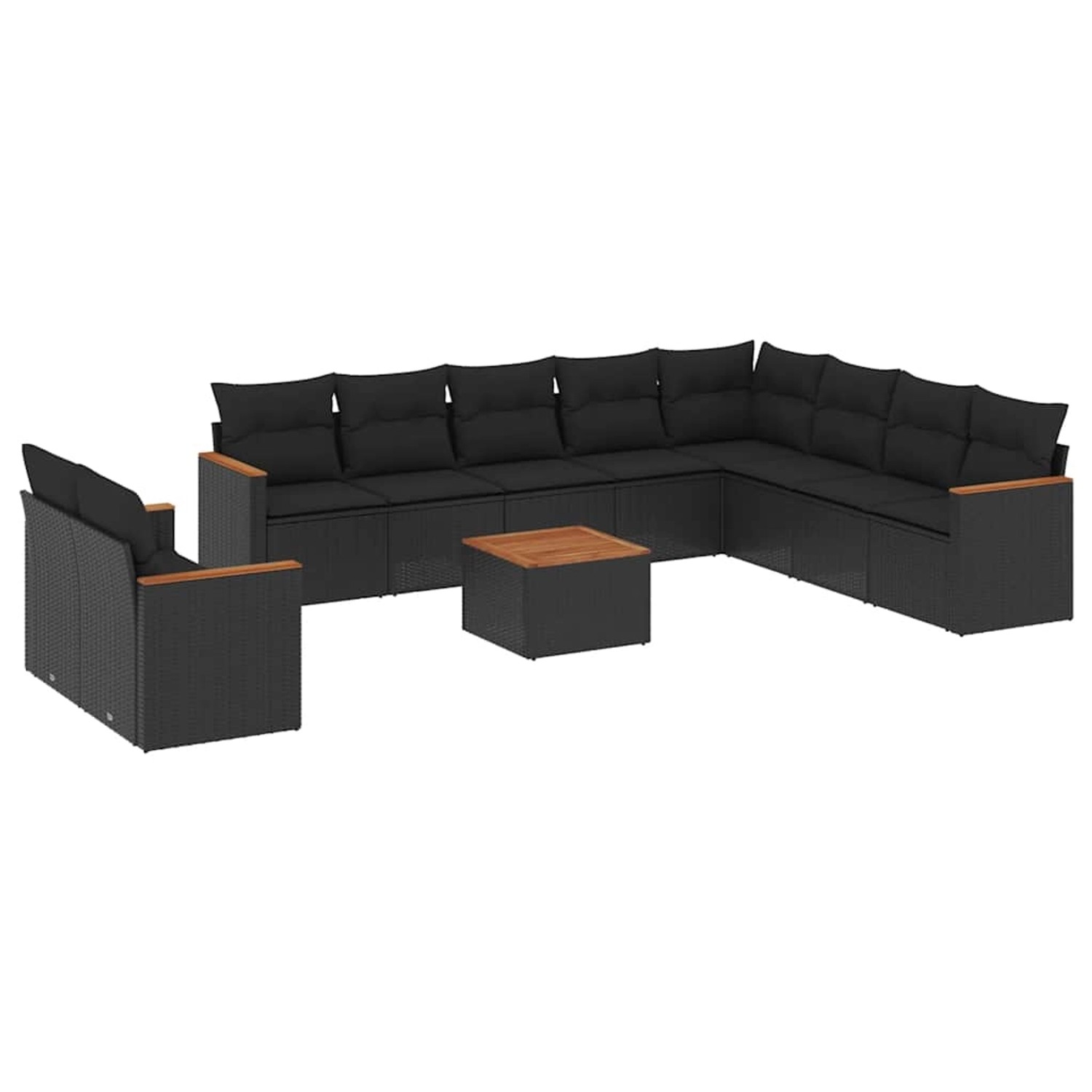 vidaXL 11-Tlg Garten-Sofagarnitur mit Kissen Schwarz Poly Rattan 3258520 günstig online kaufen