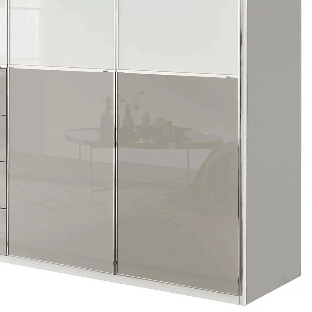 Drehtürenschrank Schlafzimmerschrank 247 cm breit Front glasbeschichtet günstig online kaufen