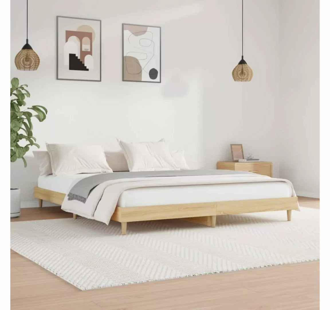 furnicato Bett Bettgestell Sonoma-Eiche 150x200 cm Holzwerkstoff günstig online kaufen