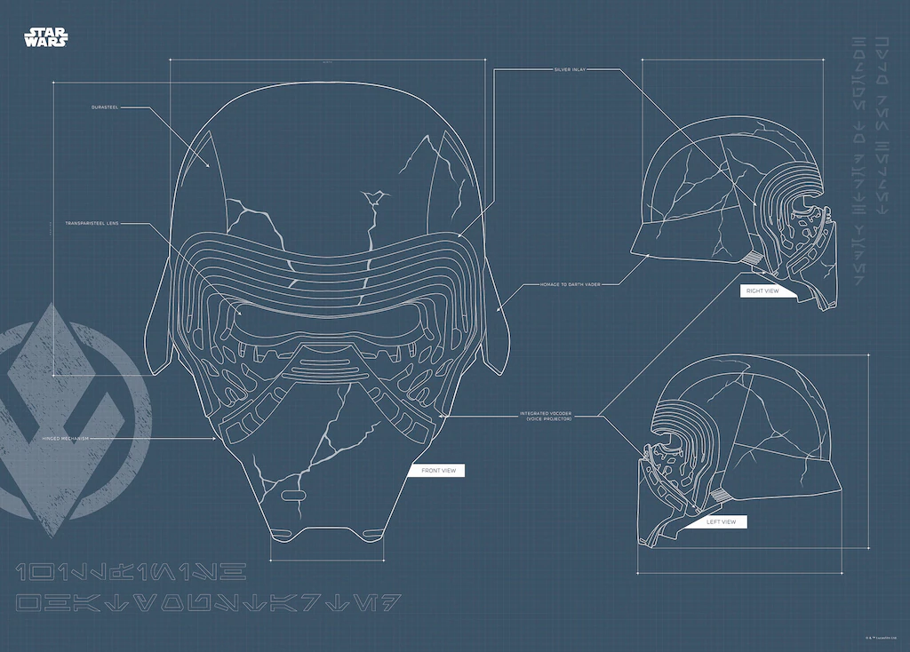 Komar Bild "Star Wars EP9 Blueprint Kylo Helmet", Star Wars, (1 St.), Wandb günstig online kaufen