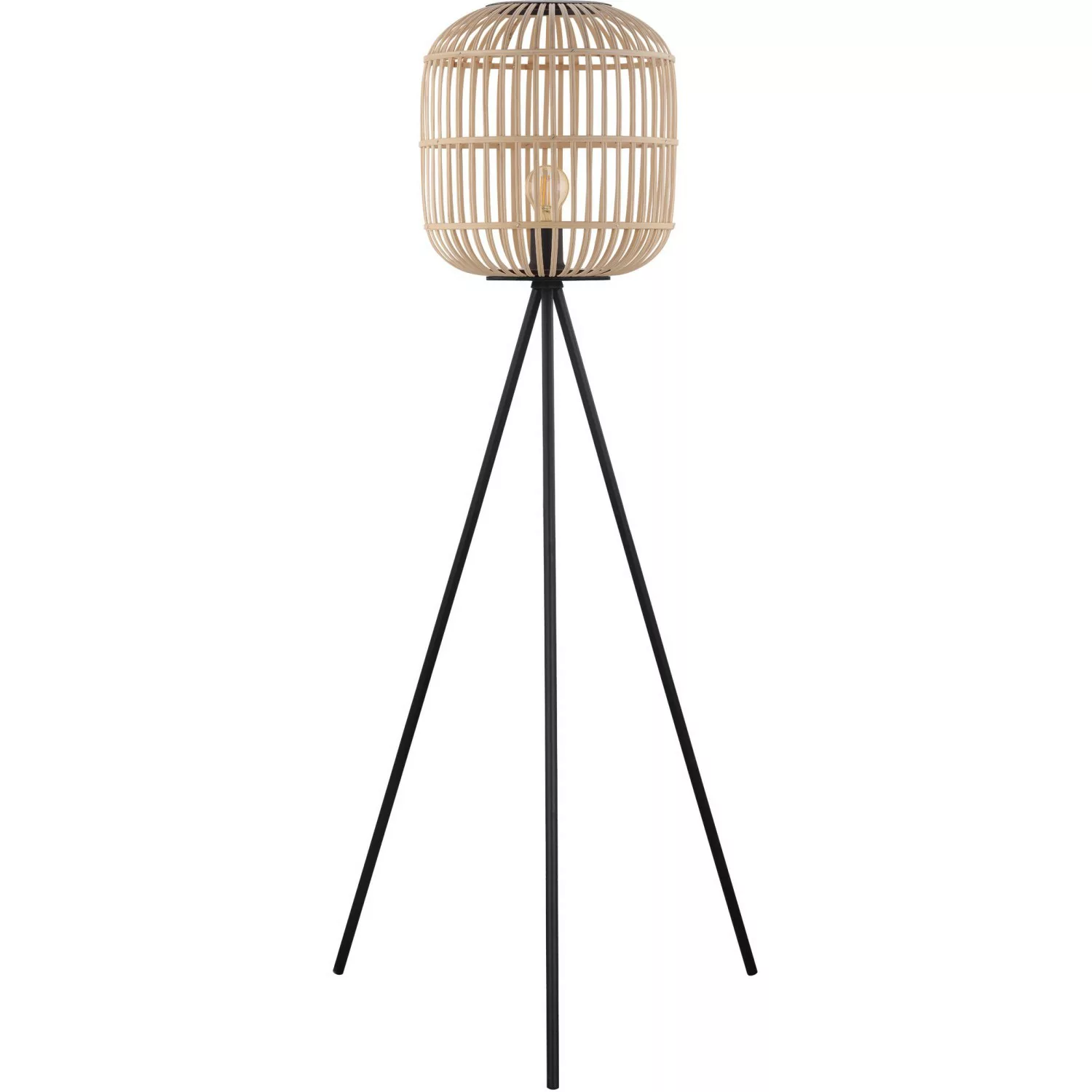 Stehlampe Bordesley Dreibein mit Holzschirm günstig online kaufen
