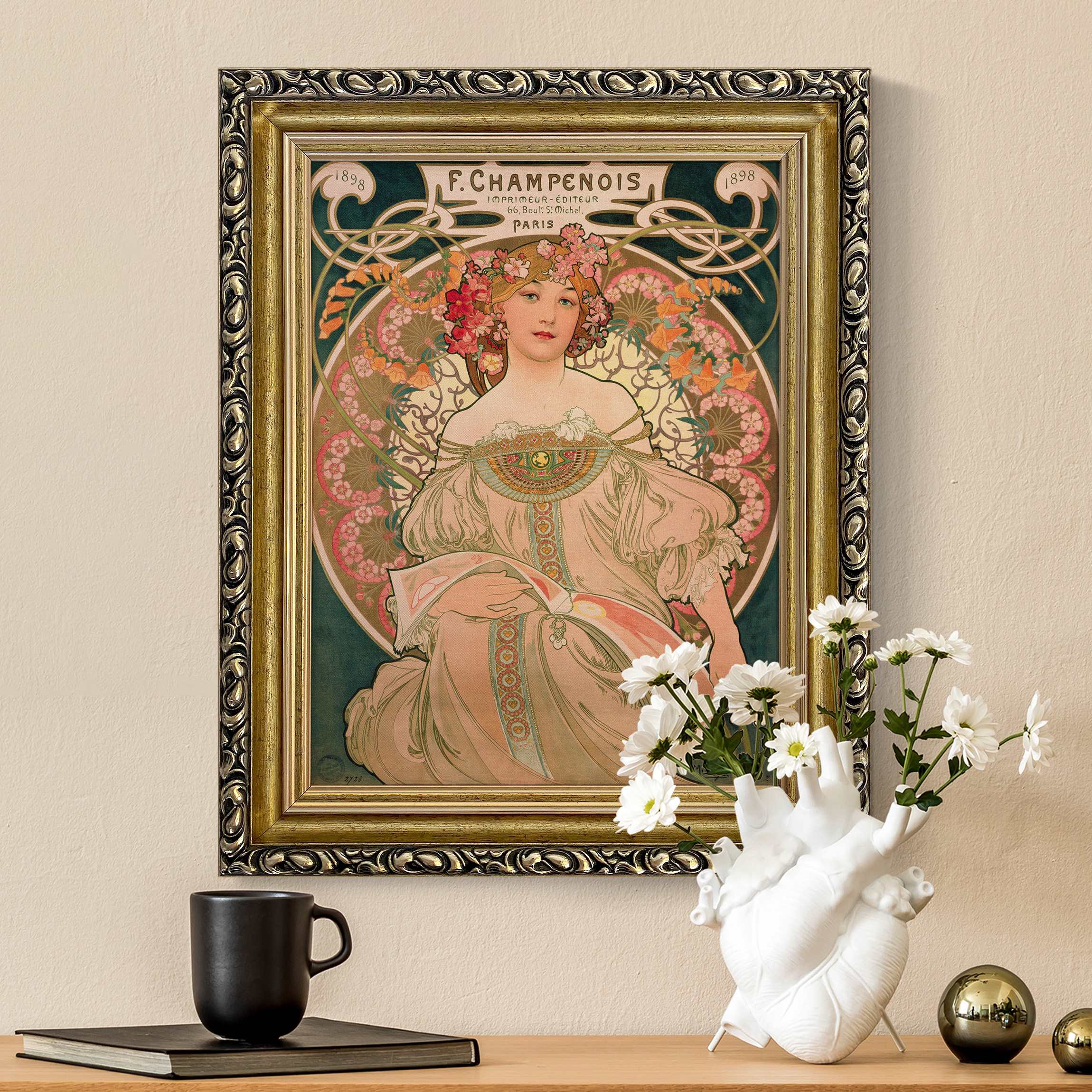 Gerahmtes Leinwandbild Alfons Mucha - Plakat für F. Champenois günstig online kaufen