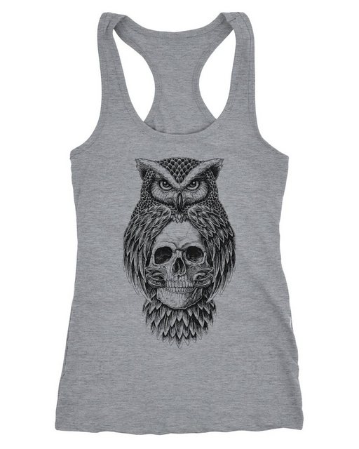 Neverless Tanktop Damen Tank-Top Eule Totenkopf Owl Skull Schädel Racerback günstig online kaufen