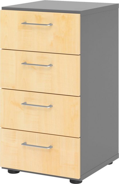 bümö Aktenschrank smart Schubladen Schrank - 4 Schübe Dekor: Graphit/Ahorn günstig online kaufen