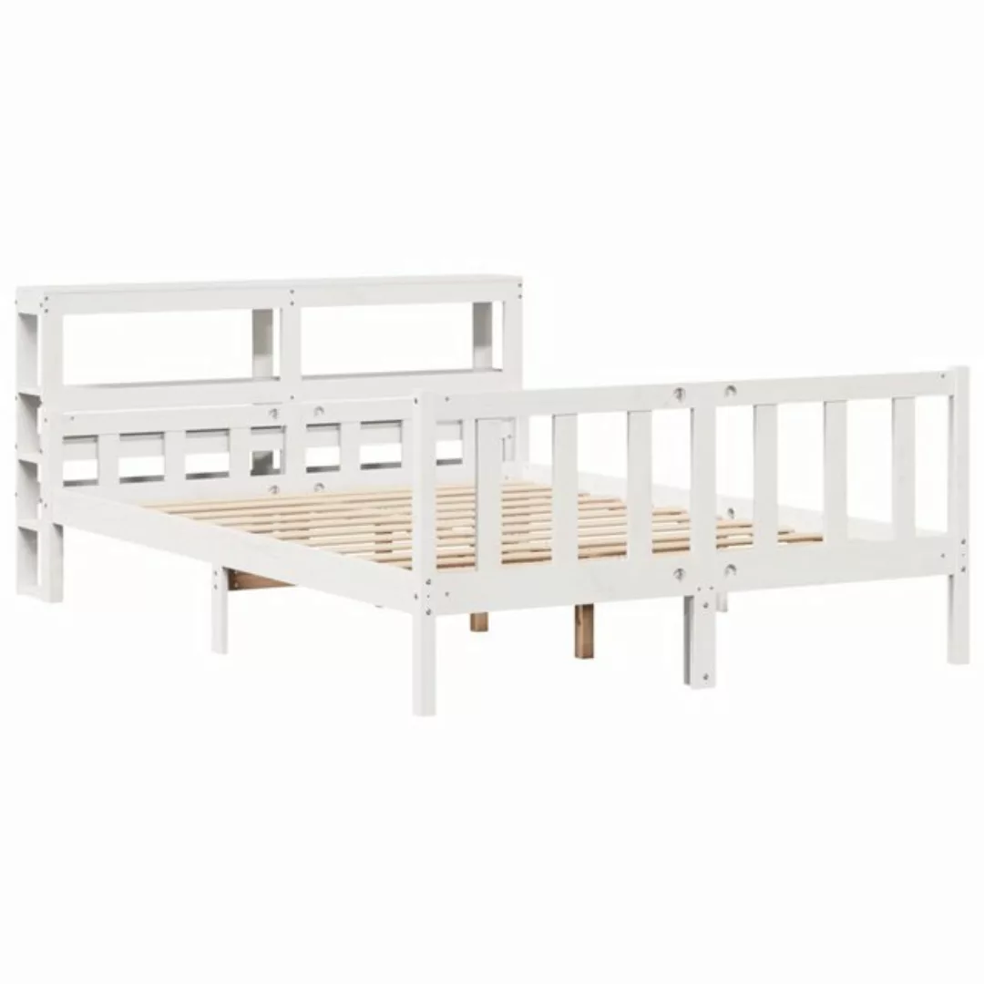 vidaXL Bett Massivholzbett ohne Matratze Weiß 150x200 cm Kiefernholz günstig online kaufen