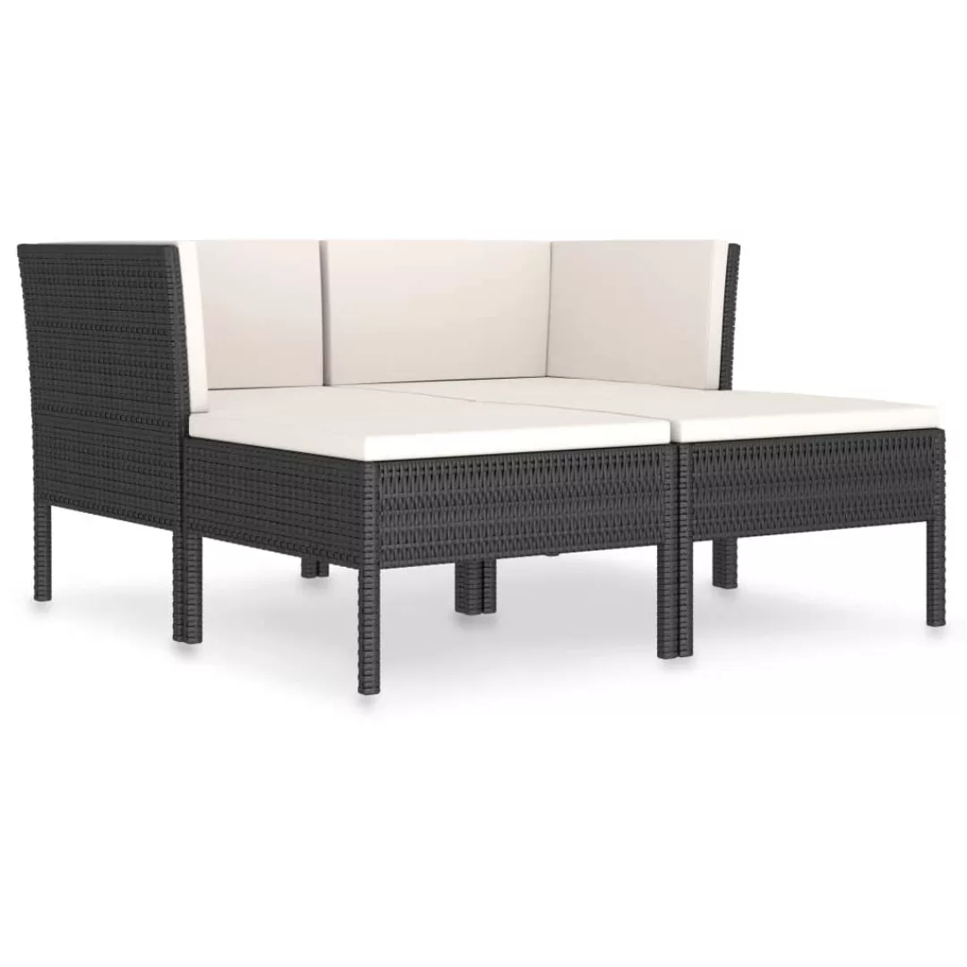 4-tlg. Garten-lounge-set Mit Auflagen Poly Rattan Schwarz günstig online kaufen