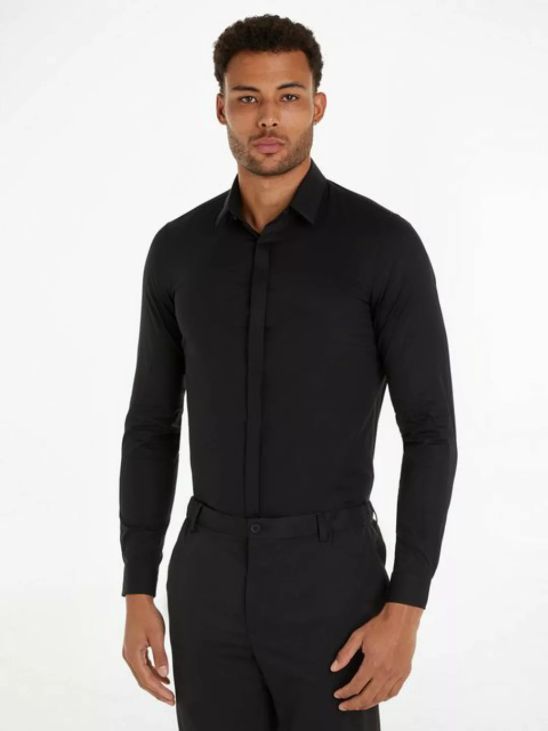 Calvin Klein Langarmhemd POPLIN HP EXTRA SLIM SHIRT mit Logostickerei günstig online kaufen