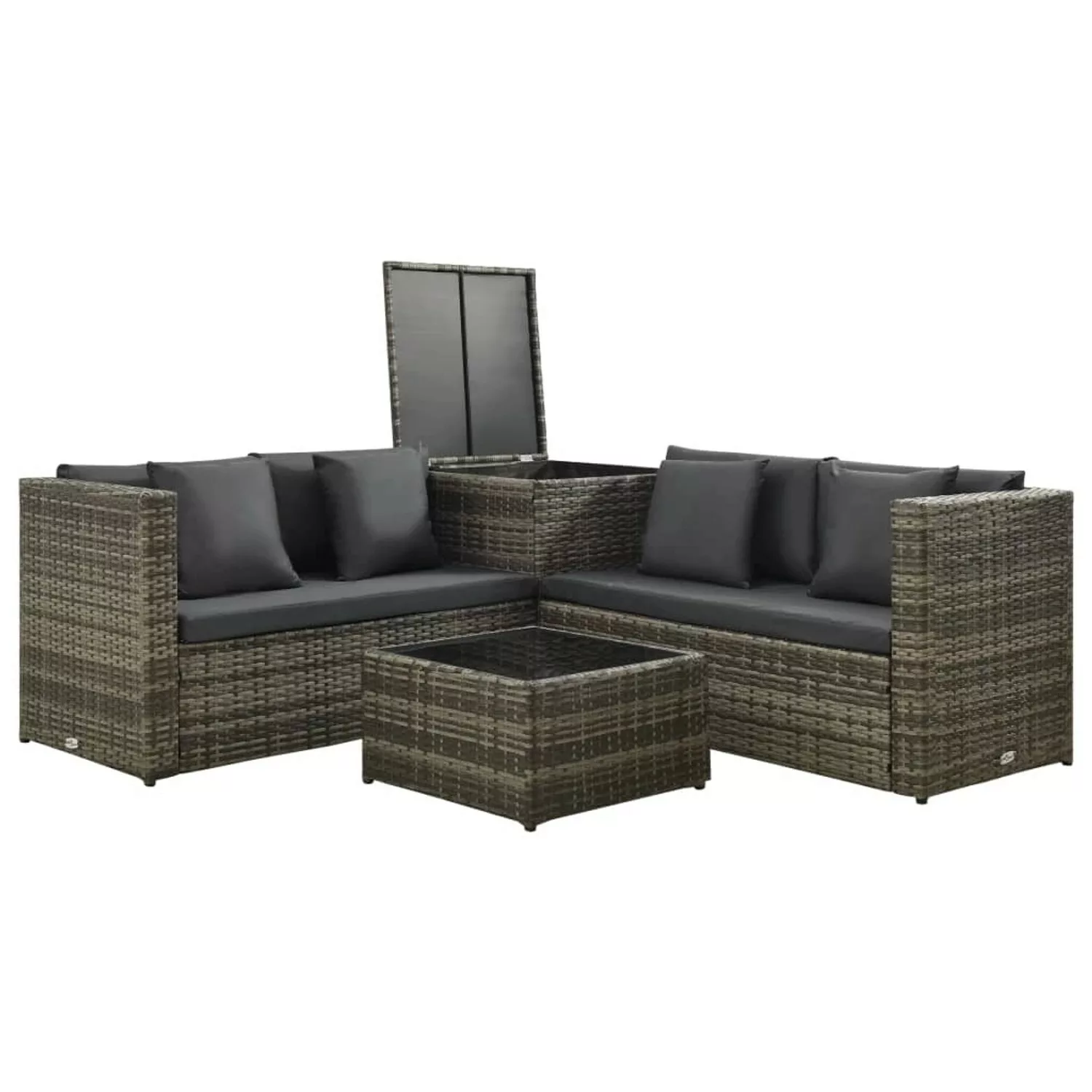 vidaXL 4-tlg Garten-Lounge-Set mit Kissen Poly Rattan Grau Modell 19 günstig online kaufen