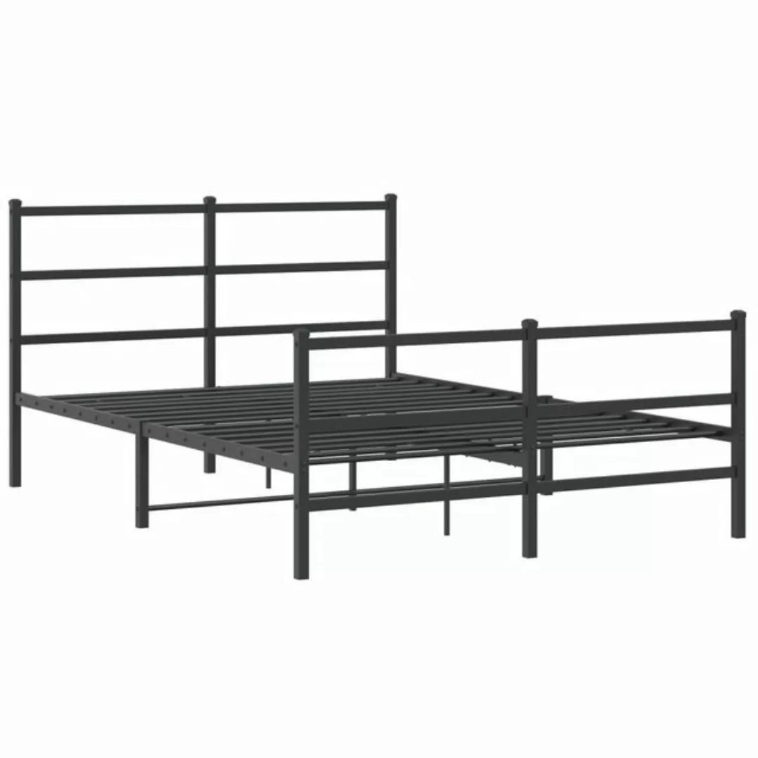 furnicato Bettgestell mit Kopf- und Fußteil Metall Schwarz 140x190 cm (1-tl günstig online kaufen