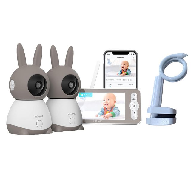 ieGeek Babyphone Babyphone mit 2 Kamera 2K/3MP 5 Zoll mit Halterung, WLAN V günstig online kaufen