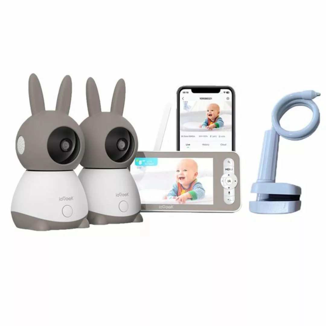 ieGeek Babyphone Babyphone mit 2 Kamera 2K/3MP 5 Zoll mit Halterung, WLAN V günstig online kaufen