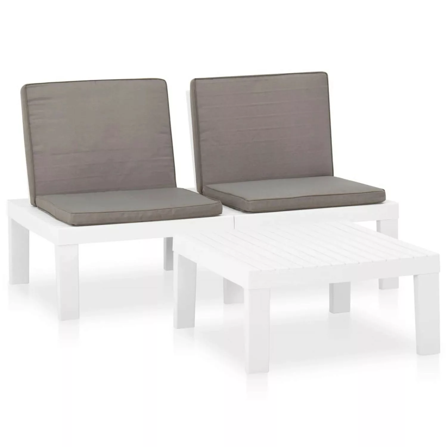 2-tlg. Garten-lounge-set Mit Auflagen Kunststoff Weiß günstig online kaufen