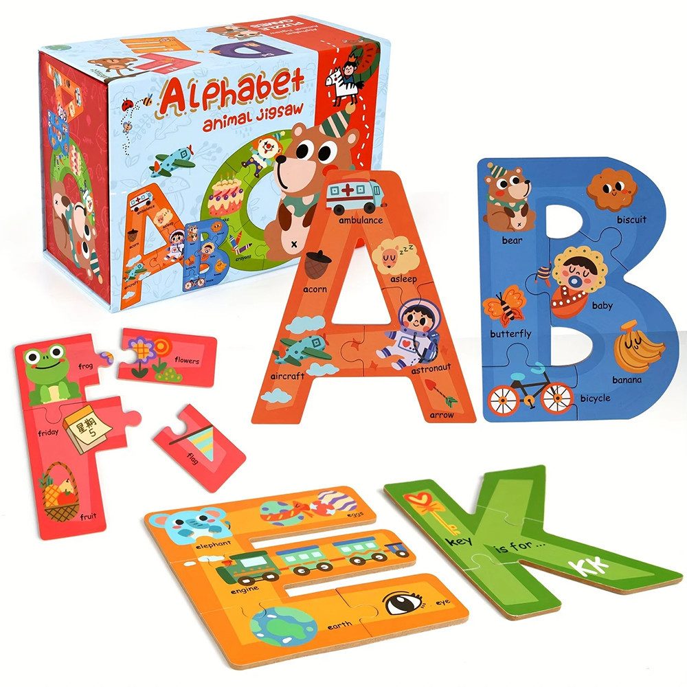 CLTYQ Lernspielzeug Holzbuchstaben Puzzle, ABC Visuelles günstig online kaufen