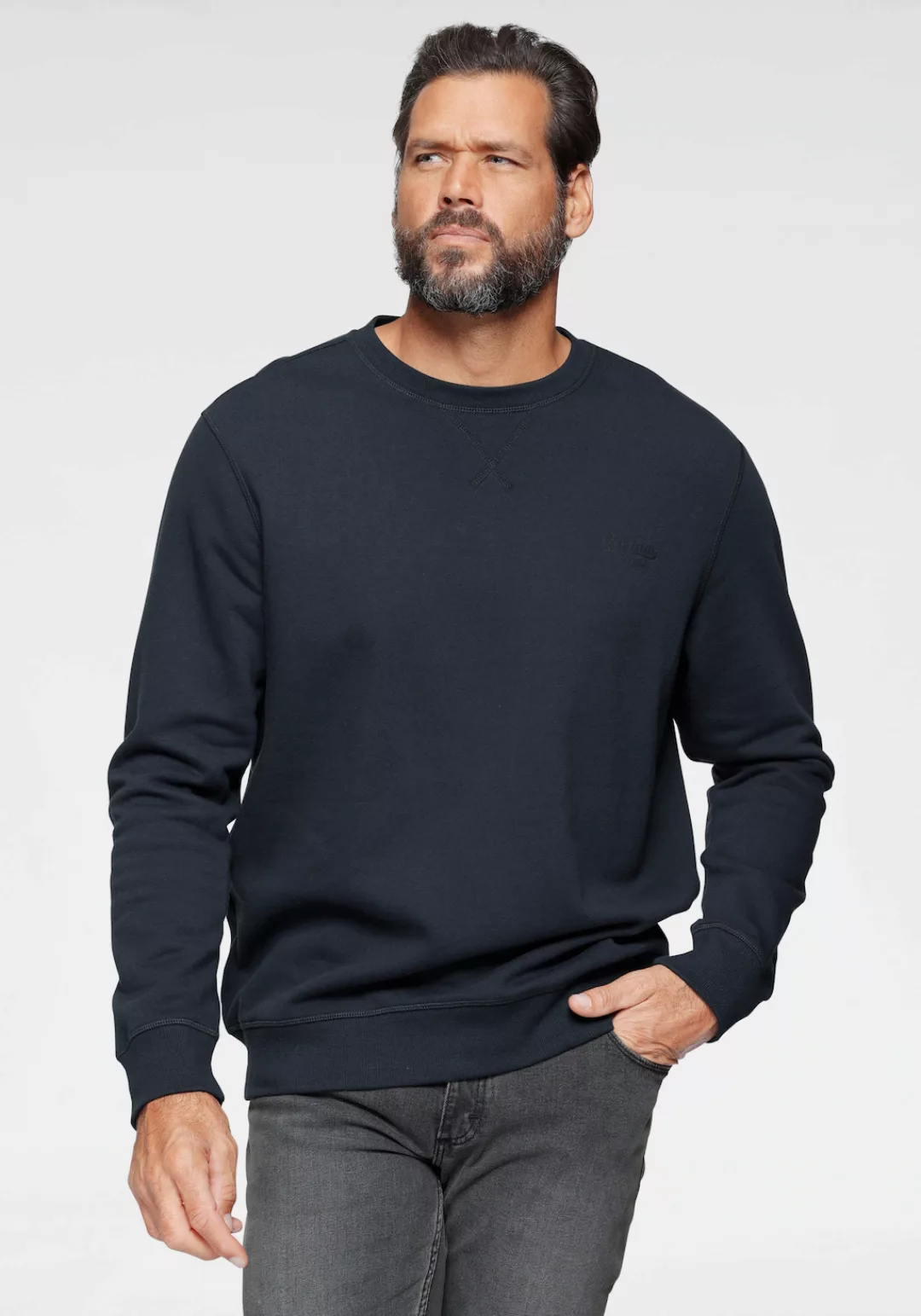 Mans World Sweatshirt, Langarm, Basic-Stil, unifarben, Rundhalsausschnitt günstig online kaufen