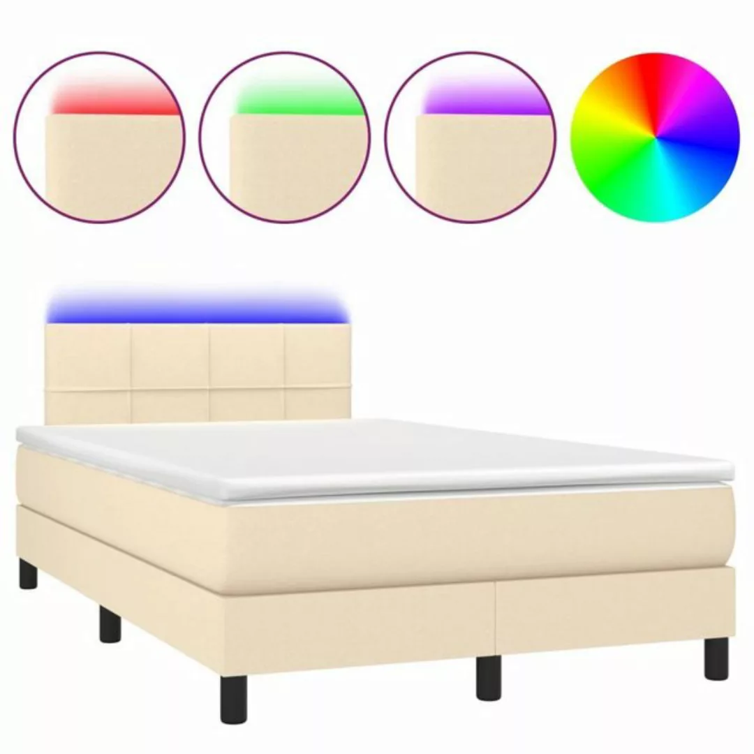 vidaXL Boxspringbett Boxspringbett mit Matratze LED Creme 120x200 cm Stoff günstig online kaufen