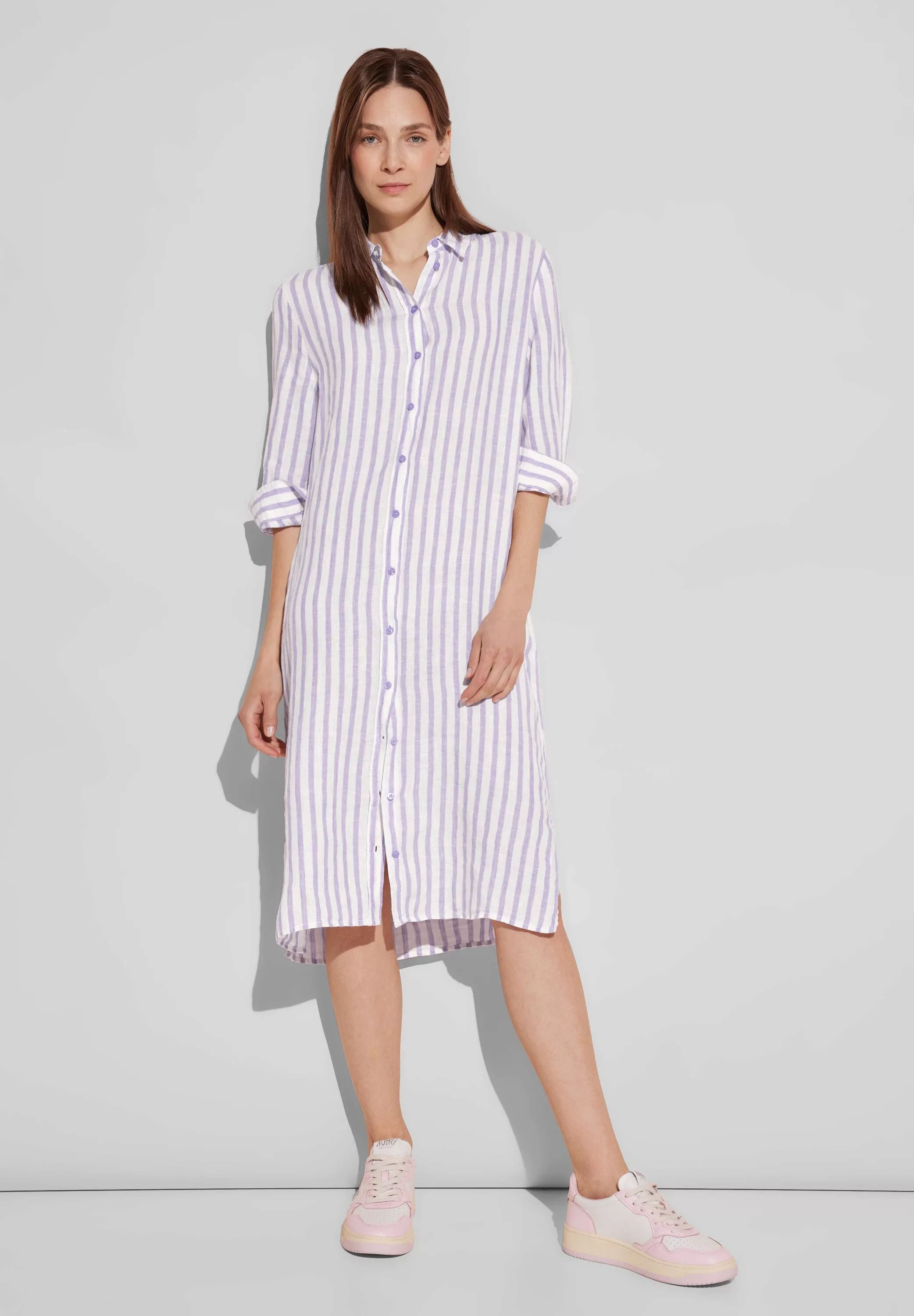 STREET ONE Sommerkleid LS_Yarn Dyed Linen Shirt Dress, smell of lavender günstig online kaufen