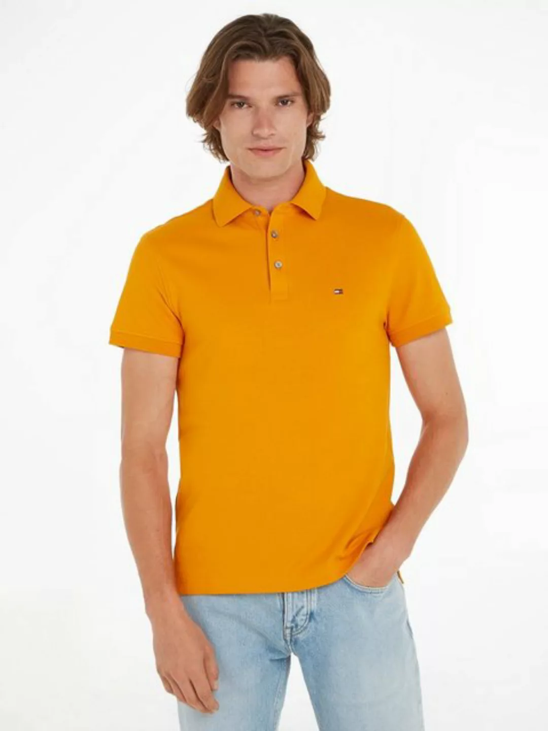 Tommy Hilfiger Poloshirt 1985 SLIM POLO aus leicht strukturiertem Piqué-Mat günstig online kaufen