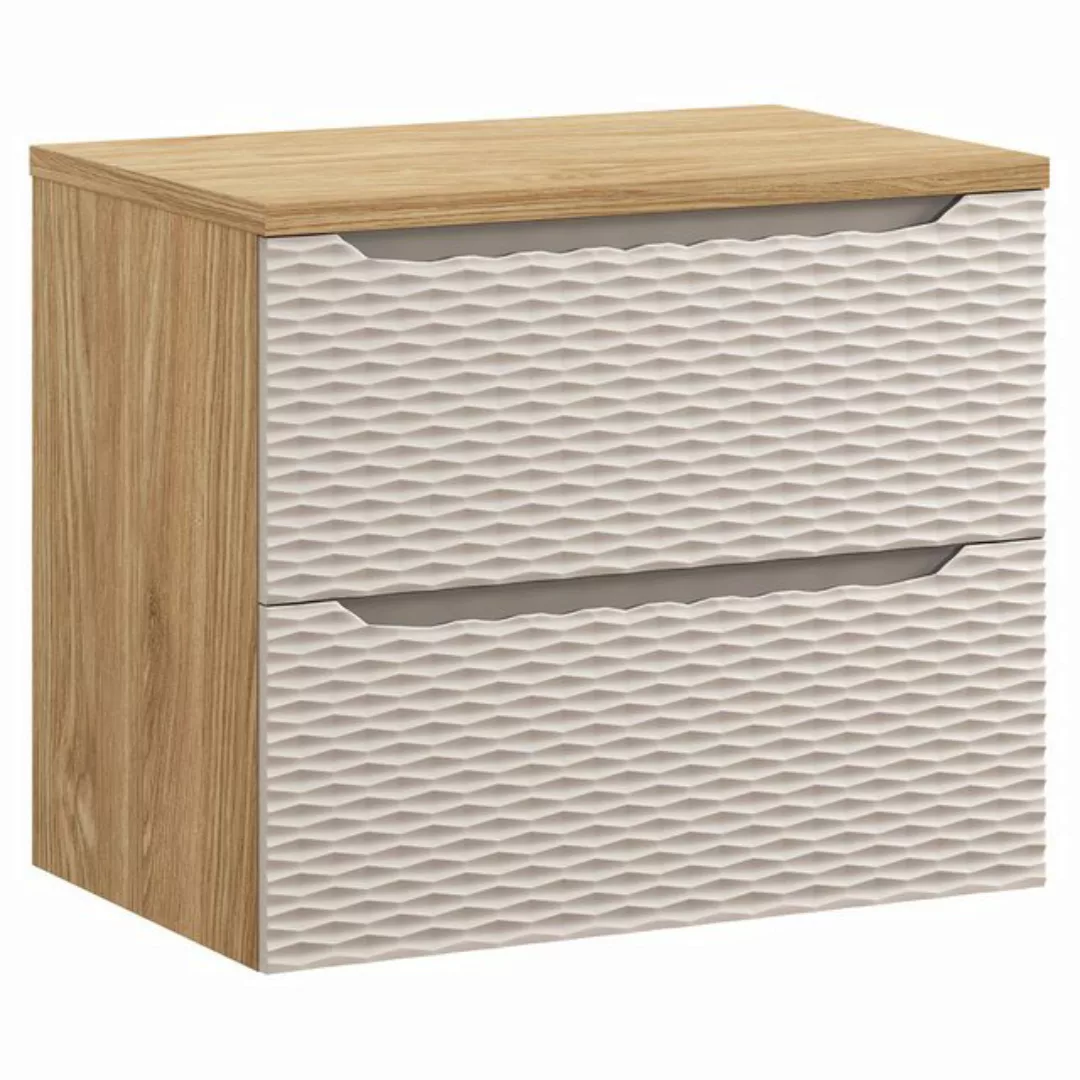 Lomadox Waschbeckenschrank OLUO-56-BEIGE Waschtischunterschrank, 70cm, Eich günstig online kaufen