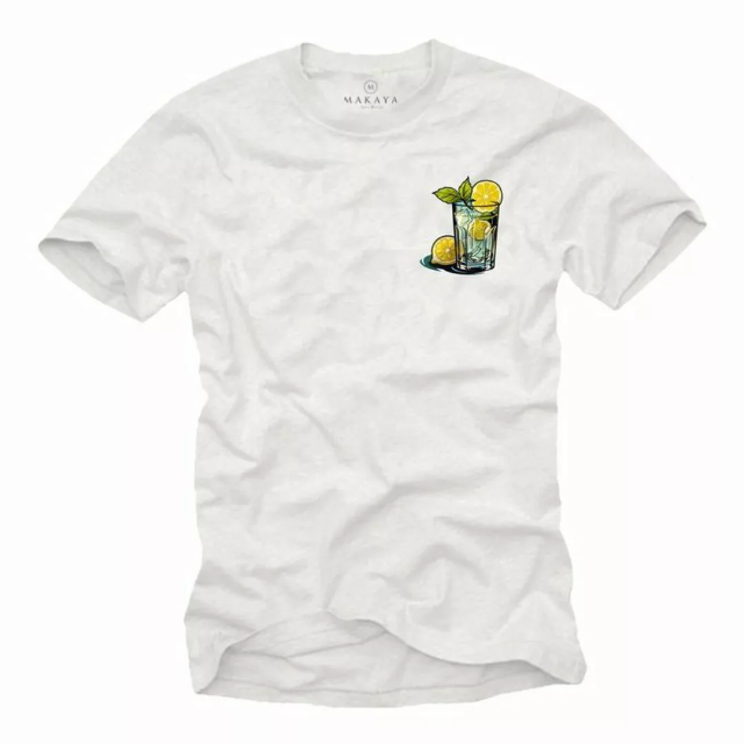 MAKAYA T-Shirt Herren Gin Tonic Gläser Motiv Aufdruck Sommer Print Baumwoll günstig online kaufen