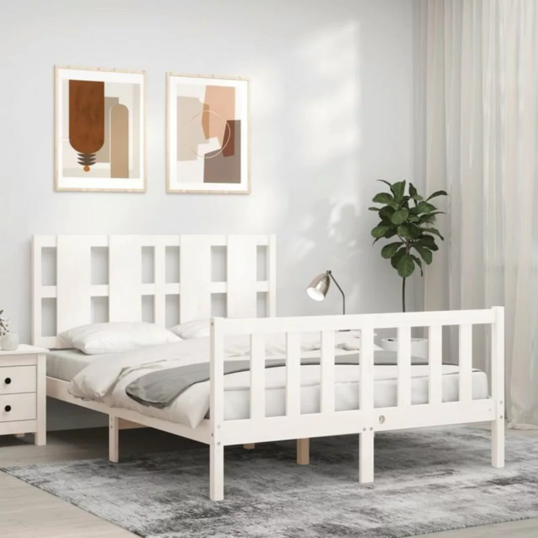 vidaXL Bett Massivholzbett ohne Matratze Weiß 120x200 cm Kiefernholz günstig online kaufen