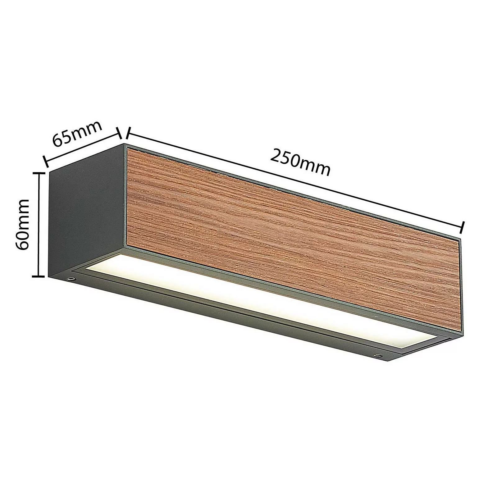Arcchio LED-Außenwandlampe Lengo, CCT, 25 cm, 1-flg., Holz günstig online kaufen