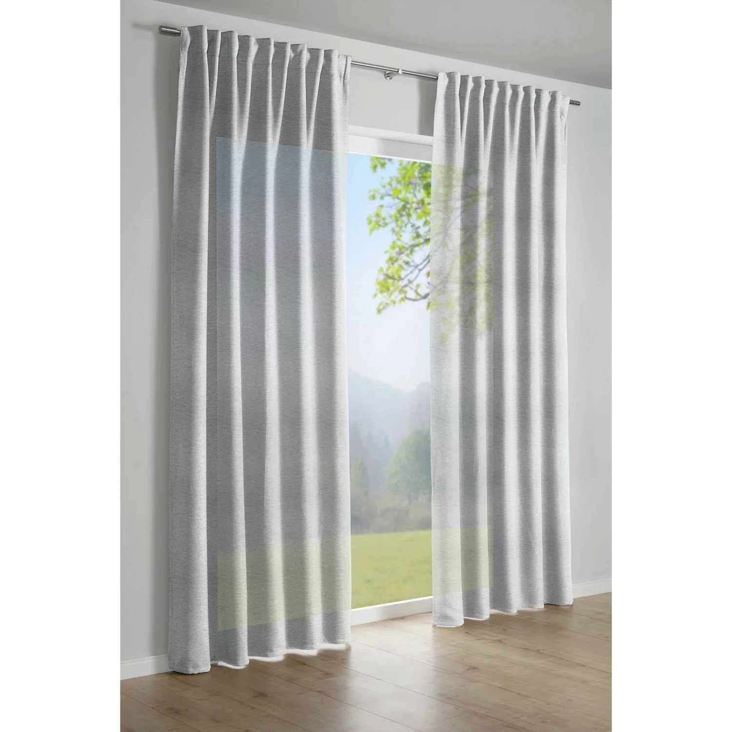 Bennetti Schal mit Gardinenband Jacquard-Voile Grau 140 x 245 cm günstig online kaufen