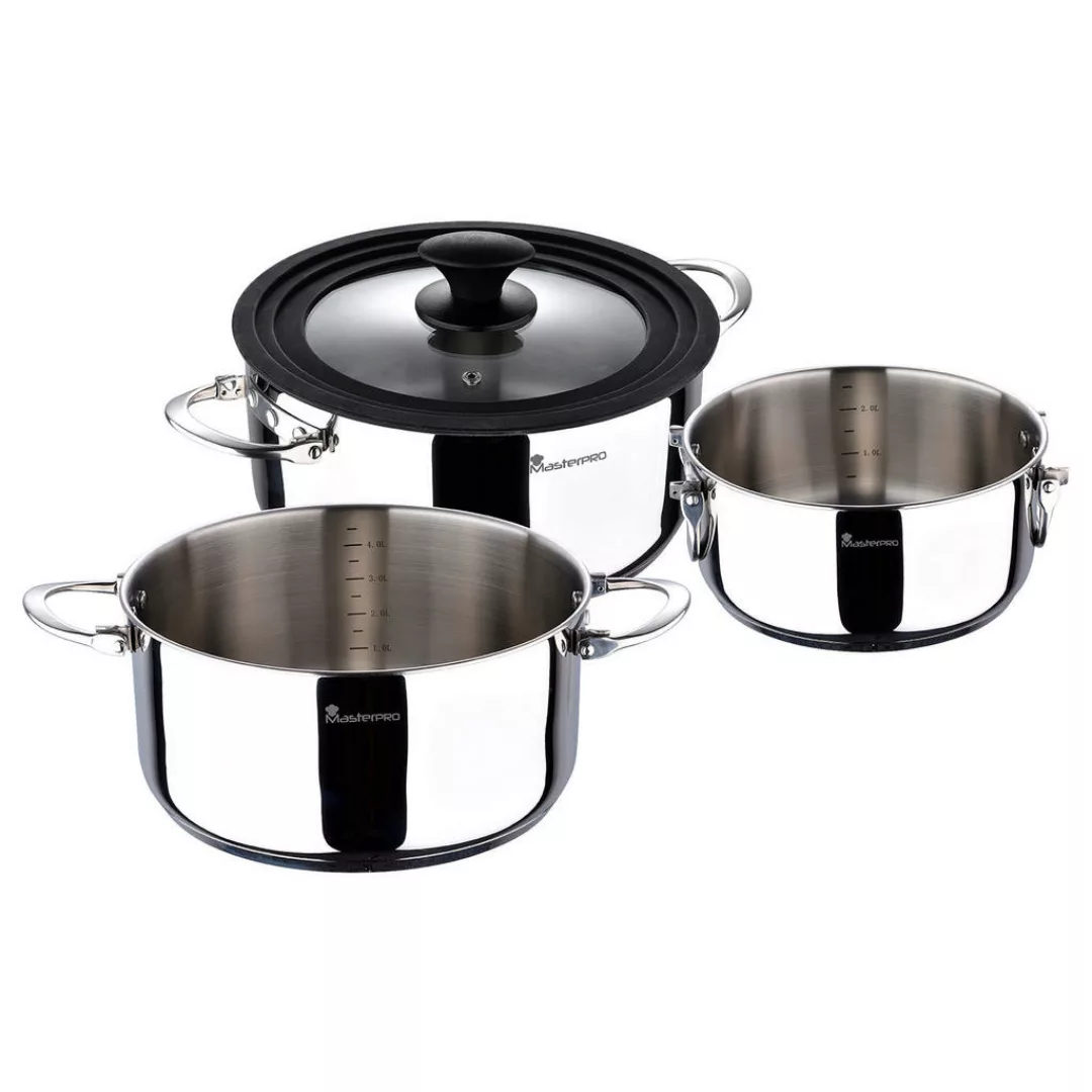 MASTERPRO Topfset Foodies collection silber Edelstahl 4 tlg. günstig online kaufen