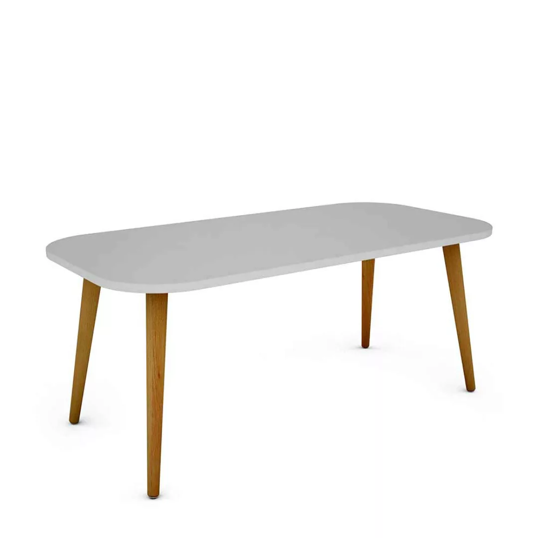 Couchtisch Weiß Buche im Skandi Design 110 cm breit - 46 cm hoch günstig online kaufen