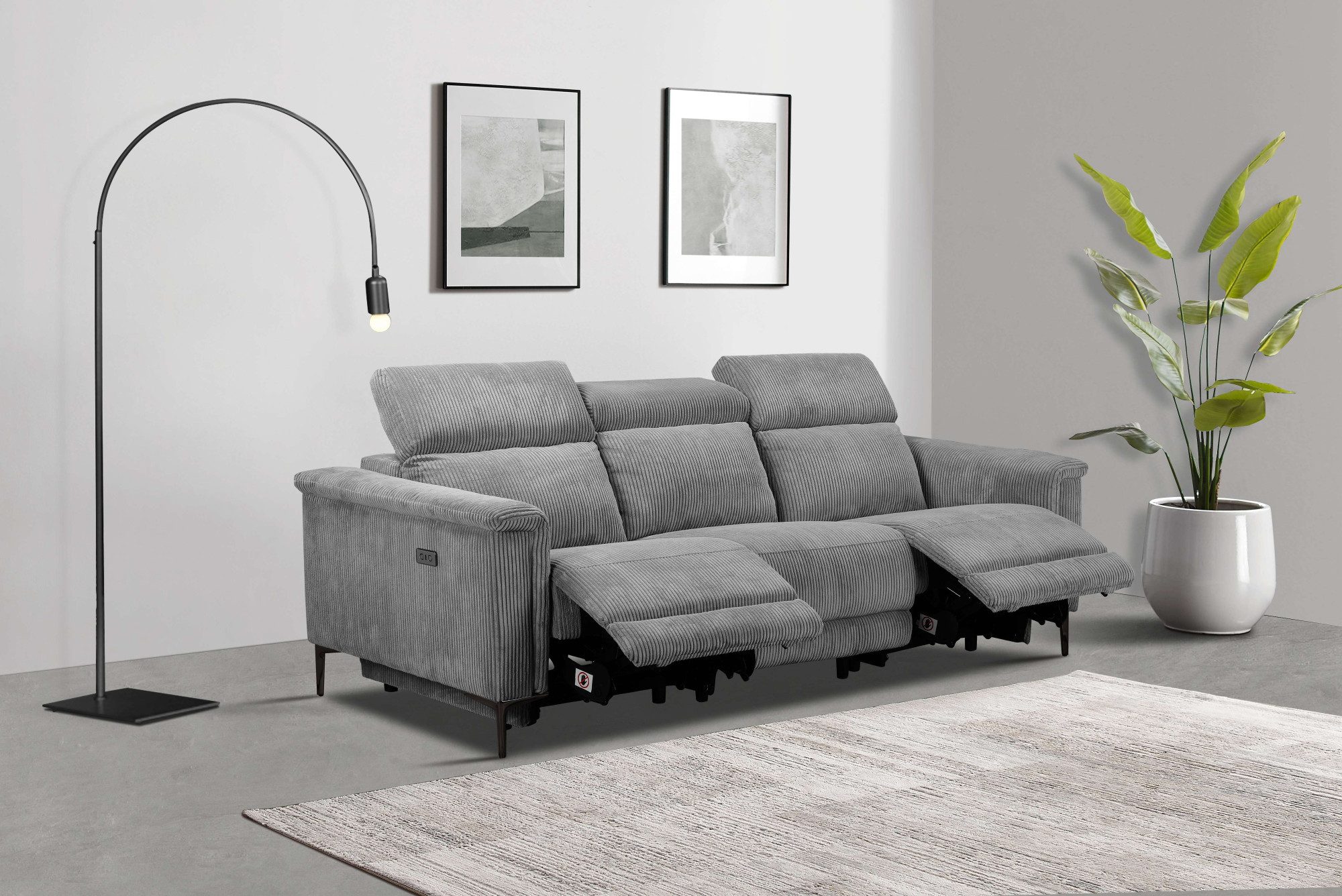 Home affaire 3-Sitzer "Lund Cord, mit manueller o. elektrischer Relaxfunkti günstig online kaufen