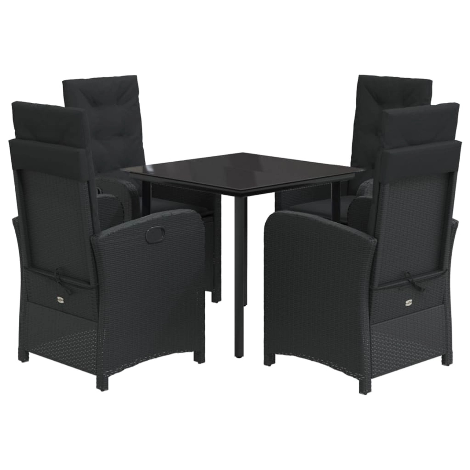 vidaXL 5-Tlg Garten-Essgruppe mit Kissen Schwarz Poly Rattan 3212321 günstig online kaufen