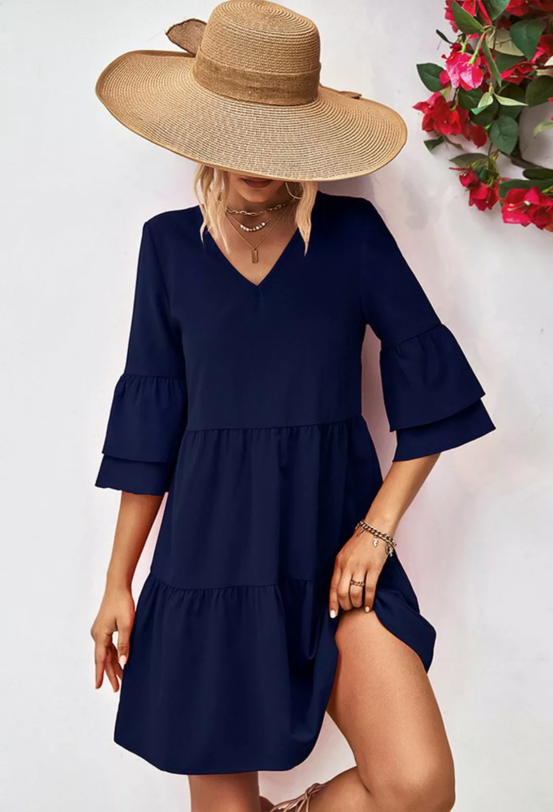 SEGUEN Sommerkleid Doppellagiges Kleid mit ausgestellten Ärmeln Frühling So günstig online kaufen