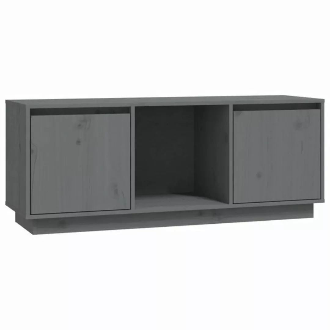 furnicato TV-Schrank Grau 110,5x35x44 cm Massivholz Kiefer günstig online kaufen