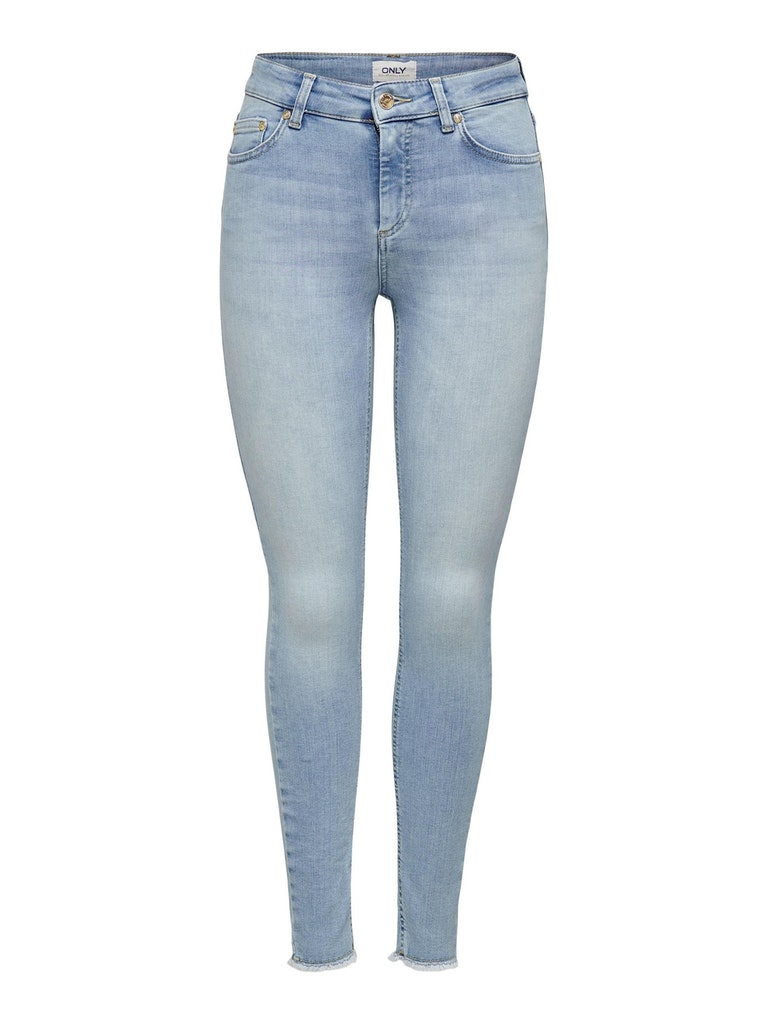 Only Damen Jeans ONLBLUSH LIFE MID SK RAW AK REA306 - Skinny Fit - Blau Lig günstig online kaufen