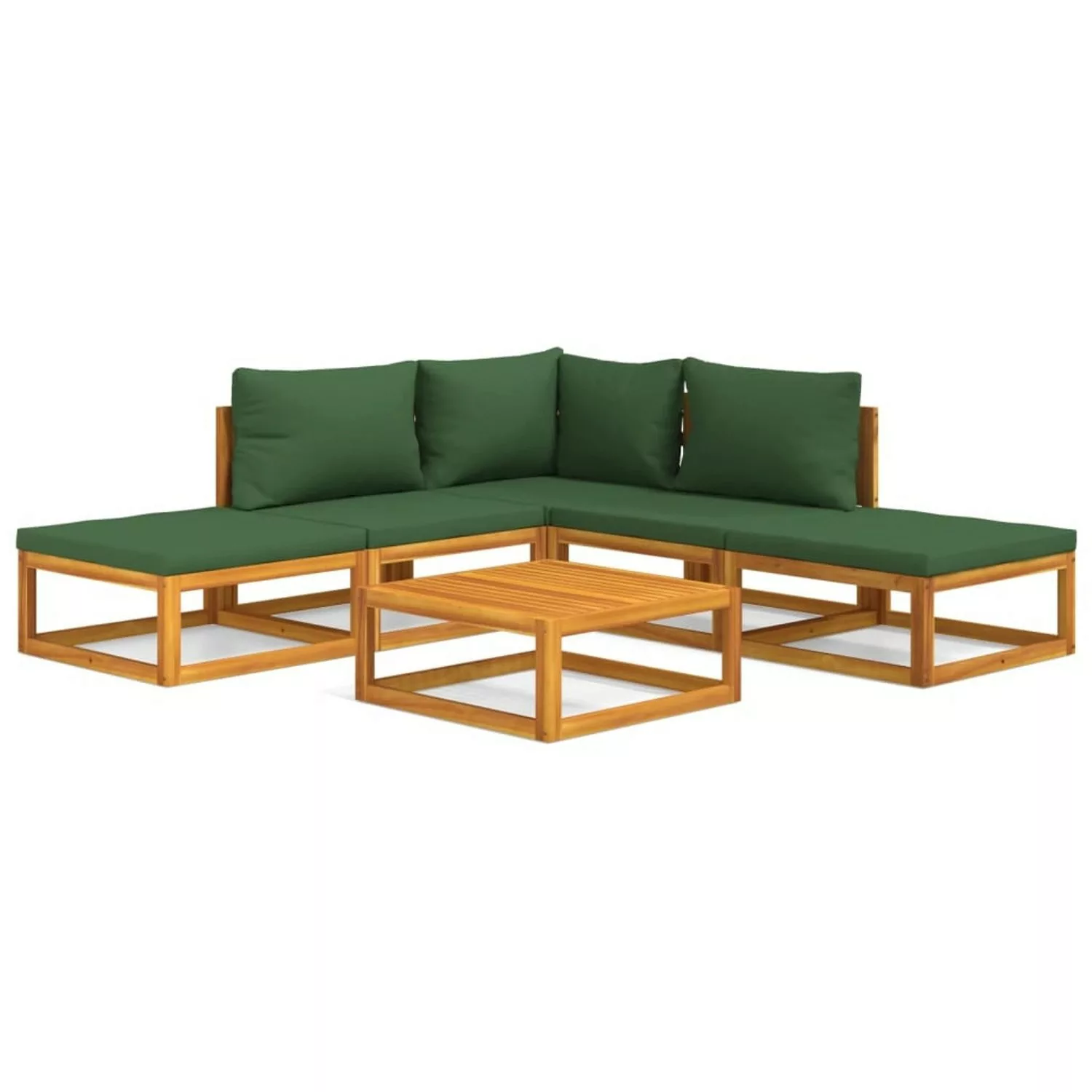 Vidaxl 6-tlg. Garten-lounge-set Mit Grünen Kissen Massivholz günstig online kaufen