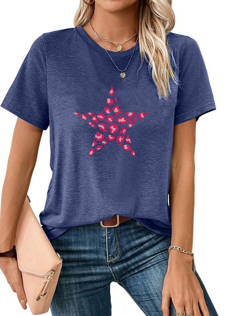 PYL Rundhalsshirt Damen Sommer Casual Oversize-Shirt Kurzarm Lockere Tops günstig online kaufen