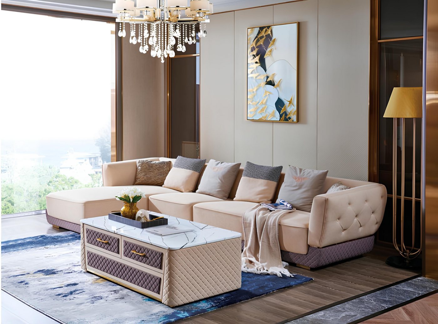 Xlmoebel Sofa Neues italienisches Luxus-Wohnzimmermöbel-Set mit 3-Sitzer, 2 günstig online kaufen