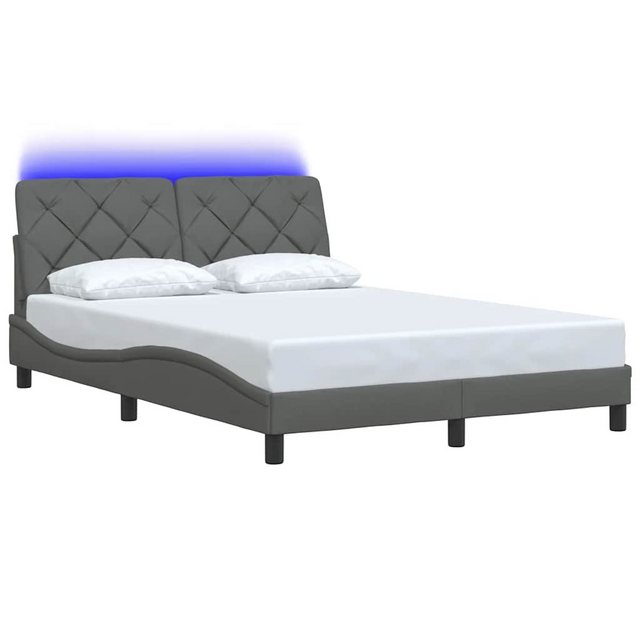 vidaXL Bett Bettgestell mit LED ohne Matratze Dunkelgrau 120x200 cm Stoff günstig online kaufen