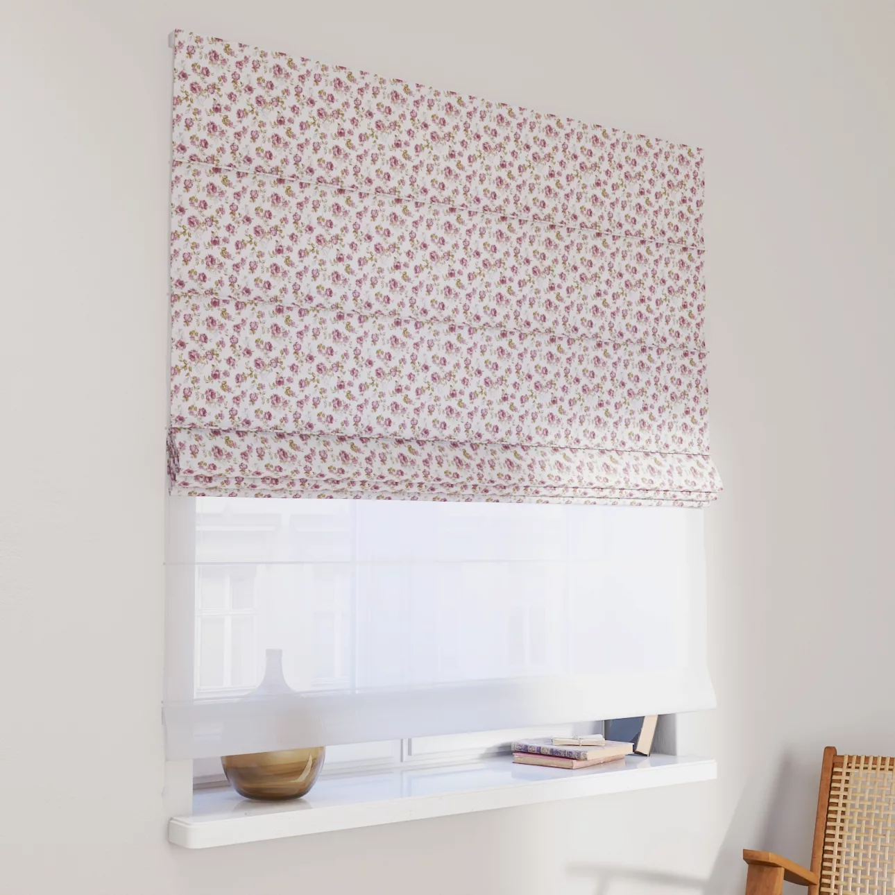 Dekoria Doppelraffrollo Duo, weiß-rosa, 50 x 60 cm günstig online kaufen