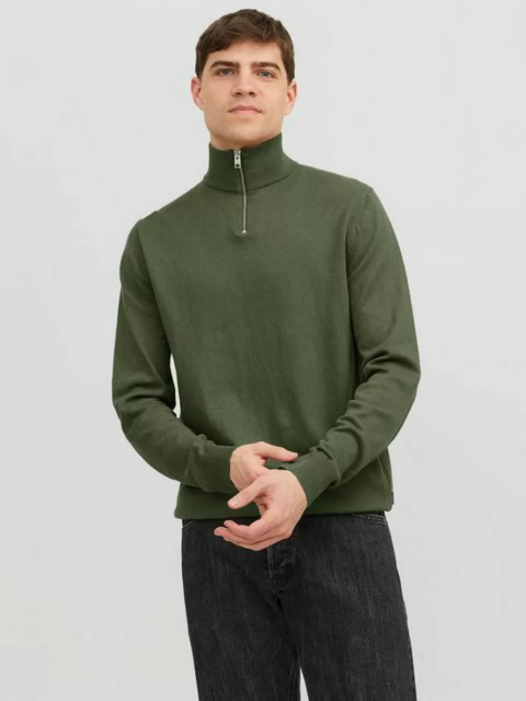 Jack & Jones Troyer "JJEEMIL KNIT HALF ZIP NOOS", mit Rippbündchen günstig online kaufen