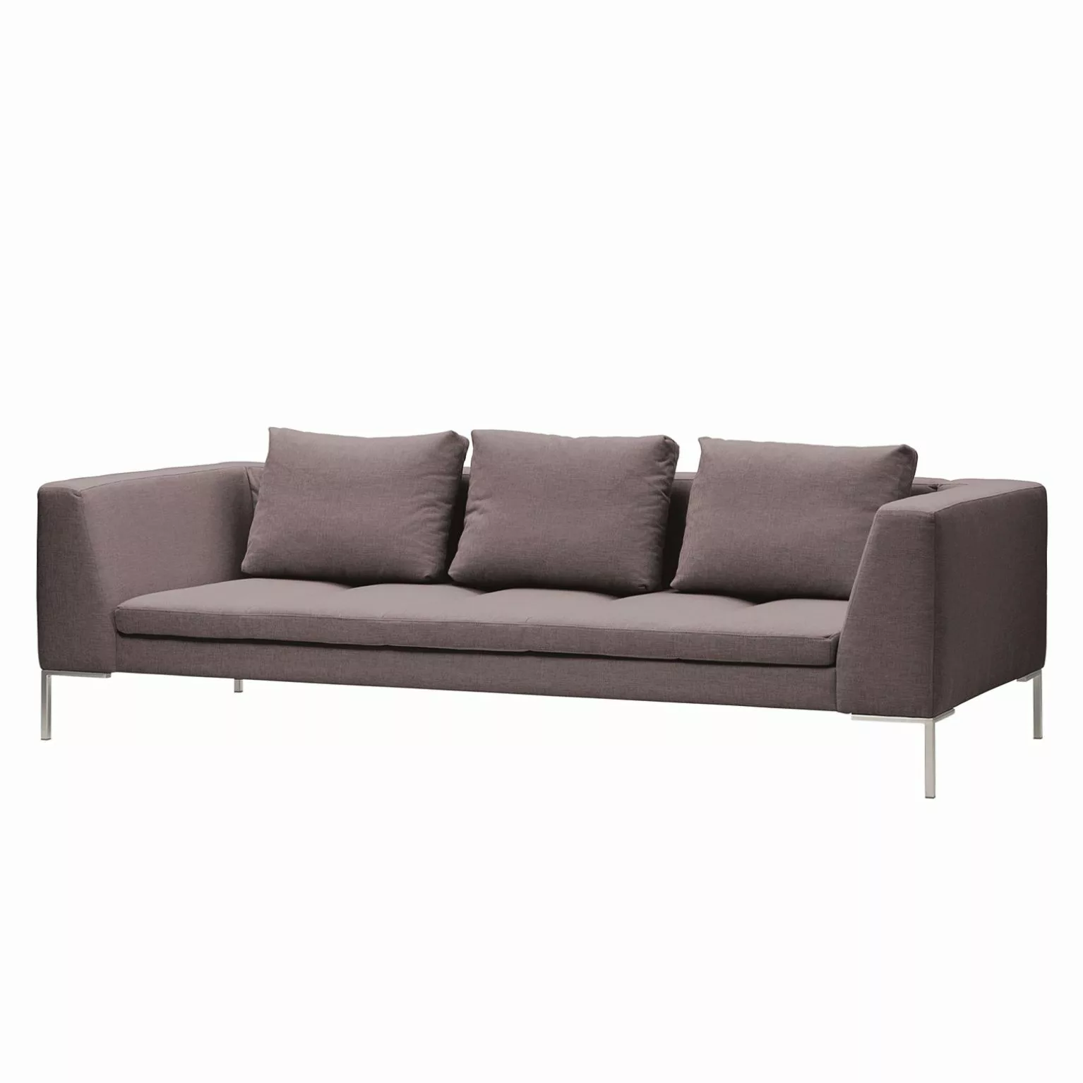 home24 Studio Copenhagen Sofa Madison 3-Sitzer Grau/Braun Webstoff 238x66x1 günstig online kaufen